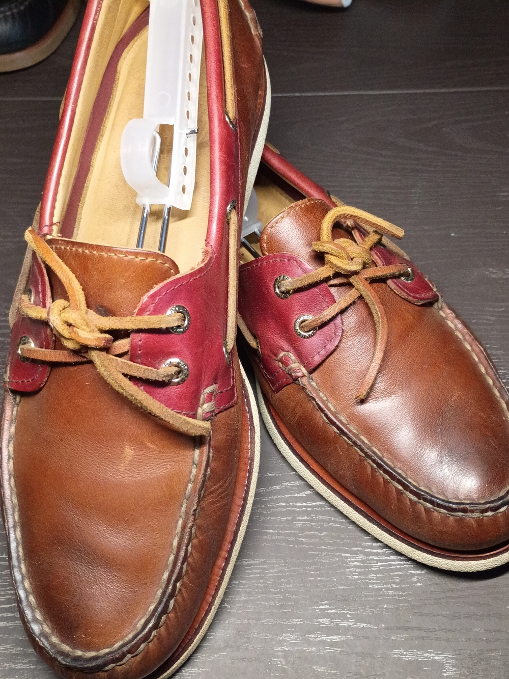 Sperry GOLD CUP Two-Tone Brown and Burgundy Leather Boat Shoes Men's 10.5M